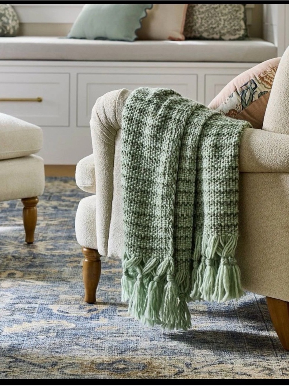 Soft Waffle Knit Throw Blanket in Sage Green - Picture 2 of 4